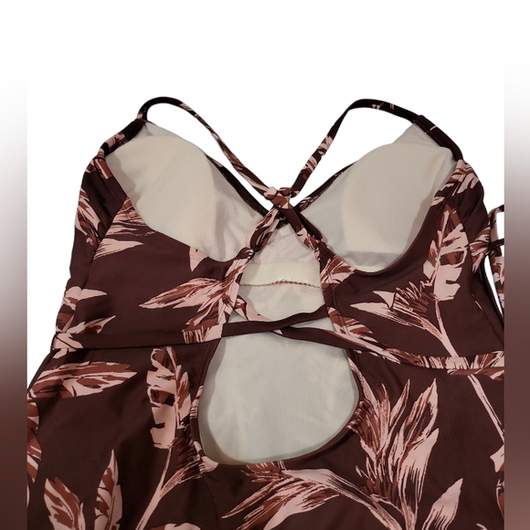 Kona Sol Women's Wrap Waist Medium Coverage One Piece Swimsuit - Brown - Picture 15 of 15